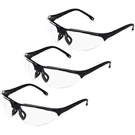 AmazonBasics Anti-Fog Shooting Safety Glasses, Clear Lens, 3-Count