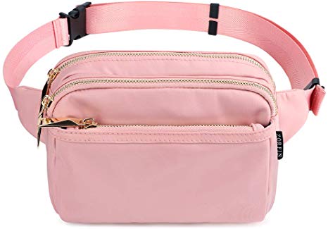 ZORFIN Fanny Packs for Women and Men Waist Pack Bag Cute Large Capacity Hip Bum Non-Slip Cotton Belt Durable Pouch for Outdoors Casual Travelling Hiking Cycling (Pink)