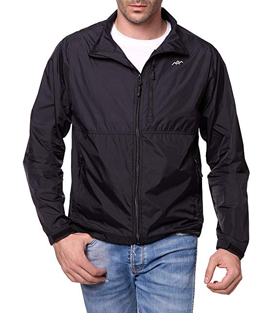 TRAILSIDE SUPPLY CO. Mens Lightweight Jacket Nylon Windbreaker Jackets with Zipper Pocket