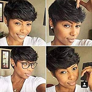 AIWEISE Human Hair Short Bob Wigs Short Pixie Cut Wigs Layered Cut Wig for Black Women