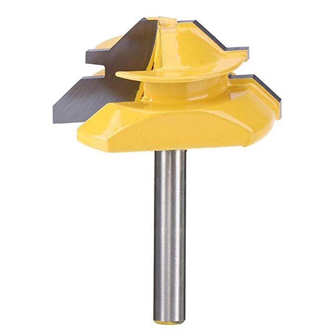 Yakamoz 1/4 Inch Shank 45 Degree Lock Miter Router Bit 3/4 Inch Stock Glue Joint Router Bit Woodworking Cutter Tool