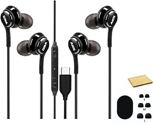 AKG Earbuds USB C Headphones for iPhone 15, Headphones with Mic & Volume Control, USB Type C Headphones, Works with All Type C Devices, with Pouch