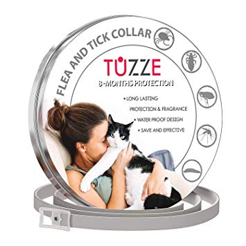 TUZZE Cats Flea and Tick Collar - 8-Month Flea Prevention Cat Collar - Adjustable and Waterproof Cat Flea and Tick Control