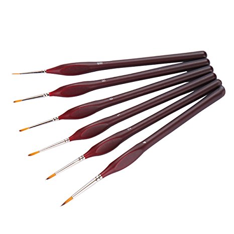 Detail Paint Brushes Set, Wartoon 6pcs Assorted Sizes Nylon Artists Specialist Crafts Detail Fine Miniature Paint Brushes for Art Acrylic Oil Painting Modeling