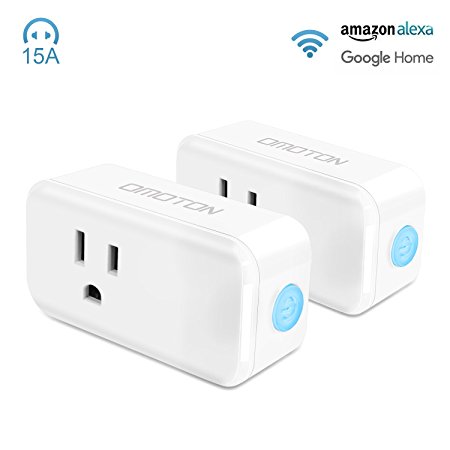 OMOTON [2 Pack] Mini Wifi Smart Plug Works with Amazon Alexa,Google Home, IFTTT, Wireless Socket Outlet Remotely Controls your Devices from anywhere,No Hub Required(Android/ios) (15A 2Pack)