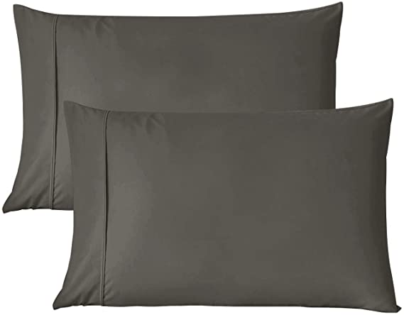 Microfiber Pillowcase for Hair and Skin, 2-Pack – King (20 x 40 inches) Brushed Microfiber Pillow Cases, Super Soft Stain, Wrinkle Resistant Pillow Cover with Envelop Closure (King, Dark Grey)