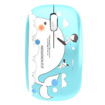 Sungwoo Wireless Mouse 24GHz Silent Mouse with Cute Dolphin Design and Nano Receiver for PC Laptop Desktop Mac - Blue Dolphin