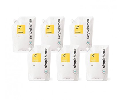 simplehuman Liquid Dish Soap Refill Pouch, Lemon (6 Pack)