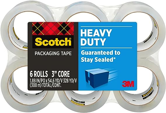 Scotch Heavy Duty Shipping Packaging Tape 48mm x 50m 2350-6 (Pack of 6)