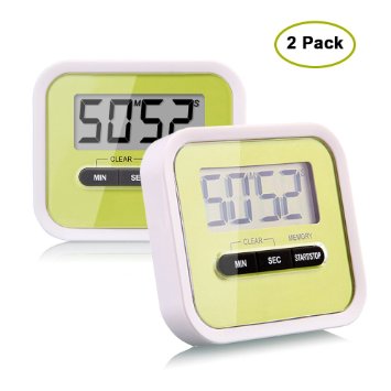 Raniaco Digital kitchen Timer 2 Pack, Countup & Countdown Timer Maximum to 99 Minutes 59 Seconds(Batteries included)