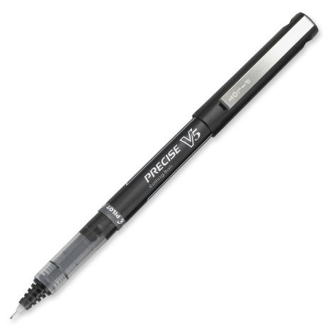 Pilot Precise V5 Stick Rolling Ball Pens Extra Fine Point Black Ink Dozen Box 35334