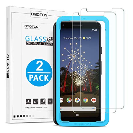 OMOTON [2 Pack Compatible with Google Pixel 3A Screen Protector - [9H Hardness] [Crystal Clear] [Bubble Free] Tempered Glass Screen Protector for Google Pixel 3A