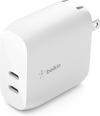 Belkin 40W USB-C PD Wall Charger, Dual USB-C Ports for 20W Per Port Fast Power Delivery Enabled Charging for iPhone 13, 13 Pro, 13 Pro Max, 12, 12 Pro, 12 Pro Max, Mini, iPad Pro, Galaxy, and More