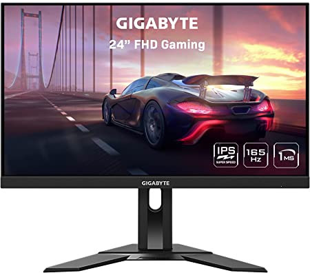 GIGABYTE G24F 2-24" 165Hz/180Hz(OC) 1080P Gaming Monitor, 1920 x 1080 SS IPS Display, 1ms (MPRT) Response Time, 95% DCI-P3, 125% sRGB, 1x DisplayPort 1.2 (HDR Ready), 2X HDMI 2.0, 3X USB 3.2