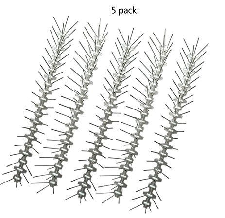 Seicosy Bird Spike Anti Bird & Pigeons Spike In Pest Control with Flexible Base,Stainless Steel Spike 100% Effective,Safe,Permanent Use - 5 PACK