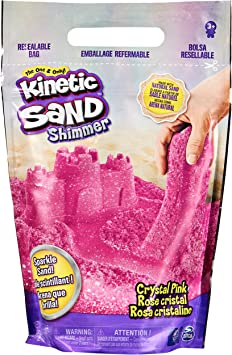 Kinetic Sand, Crystal Pink 2lb Bag of All-Natural Shimmering Play Sand for Squishing, Mixing and Molding, Sensory Toys for Kids Ages 3 and up