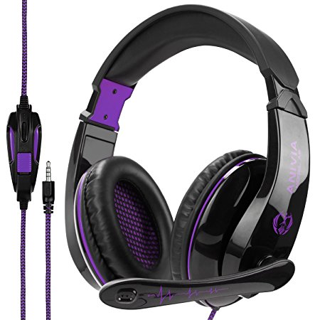 2017 New Updated Gaming Headphones,A9 3.5mm Stereo Sound Wired Professional Computer Gaming Headset with Microphone,Noise Isolating Volume Control for Pc/Mac/Ps4/Phone/Table(Black Purple)