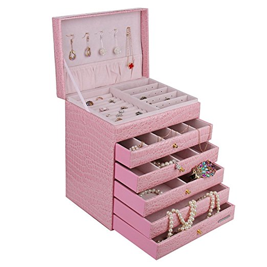 Extra Large Jewelry box Cabinet Armoire Bracelet Necklace Storage Case ZG209 (Pink)