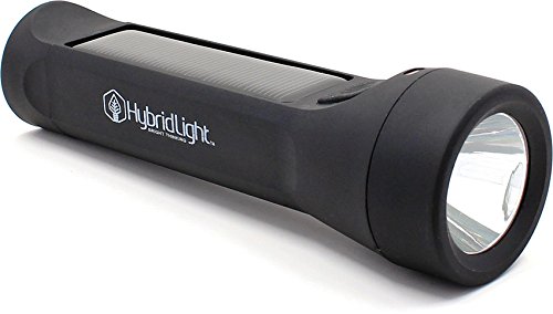 Hybridlight Journey - Solar / Rechargeable 160 Lumen LED Waterproof Flashlight. High / Low Beam, USB Cell Phone Charger, Built In Solar Panel Charges Indoors or Out,  USB Cable Included for Quick Charge