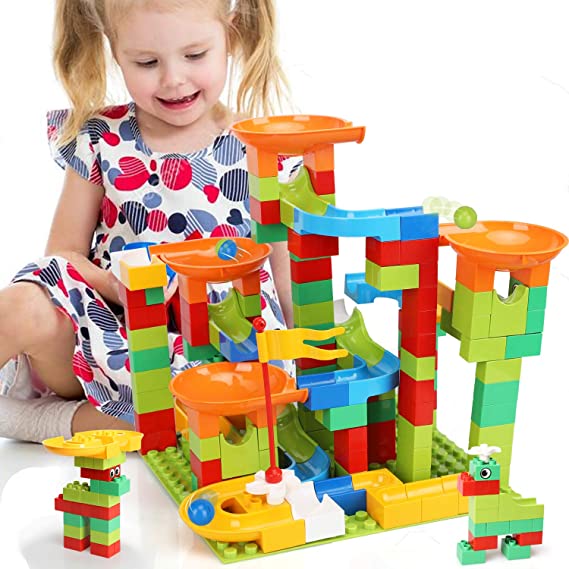 TOY Life 152 PCS Marble Run Set Building Blocks-Marble Race Tracks for Kids Includes Classic Big Blocks, Marble and Many Accessories-Perfect STEM Toy Marble Run for Toddlers, Kids Age 3,4,5,6,7,8