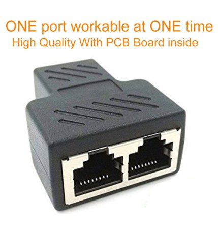 BesYee RJ45 Female to Female Network Adapter 1 to 2 Port Female CAT 5/CAT 6 LAN Ethernet Socket Connector Adapter
