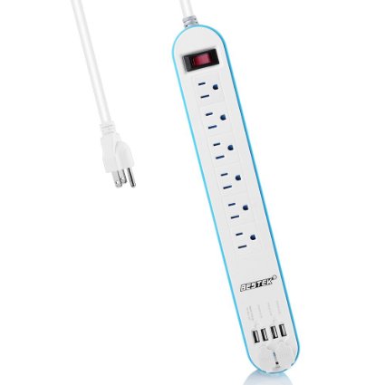 BESTEK 6-Outlet Surge Protector 66ft Cord with 75A 4 USB Ports