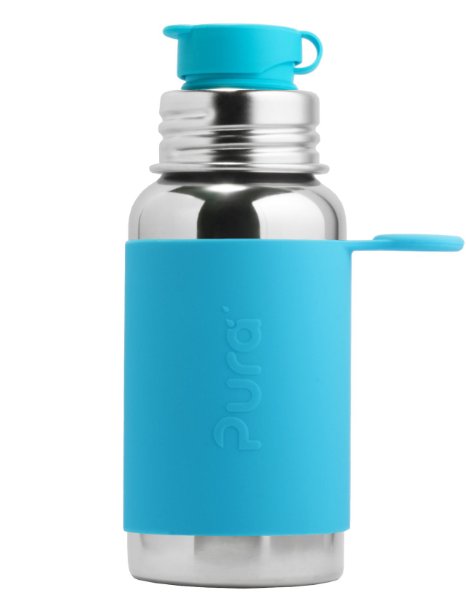 Pura Sport 18 oz Stainless Steel Water Bottle with Silicone Sport Flip Cap, Plastic Free, NonToxic Certified, BPA Free