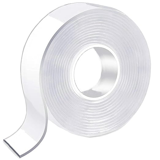 Jwxstore Double Sided Tape Heavy Duty, 16.5Ft Nano Double Sided Adhesive Tape, Clear Mounting Tape Picture Hanging Adhesive Strips, Removable Wall Tape Sticky Poster Decor Carpet Tape