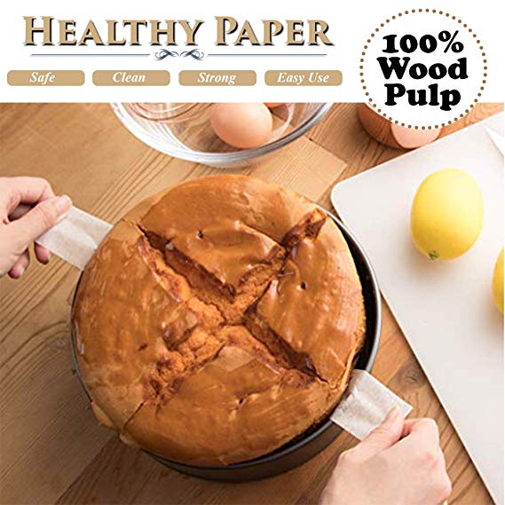 Parchment Paper Best for Baking - Pre Cut 8 Inch rounds with 3 inch tabs - 100 SHEETS PER PACK- Eco Friendly - Unbleached - Heat Resistant - Non-Stick - Bonus Free Recipe Book