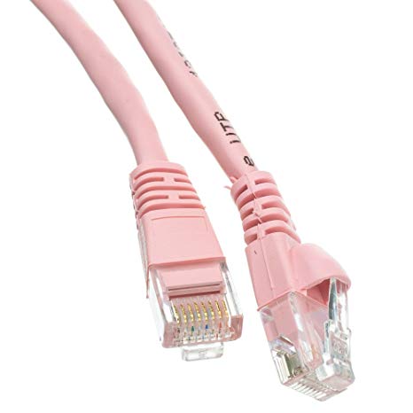 GadKo Cat6 Pink Ethernet Patch Cable, Round, Snagless/Molded Boot, 50 foot
