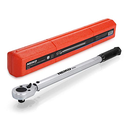 Neiko 03731A Adjustable Reversible Clockwise and Counterclockwise Click Torque Wrench with Case, 1/2-Inch Drive | 10-150 ft-lbs, 13.6-203.5 Nm