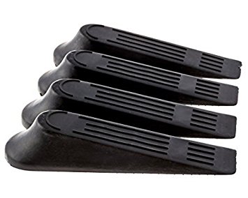 4 Pack Door Stop Wedges Black Plastic Stoppers Doorstop