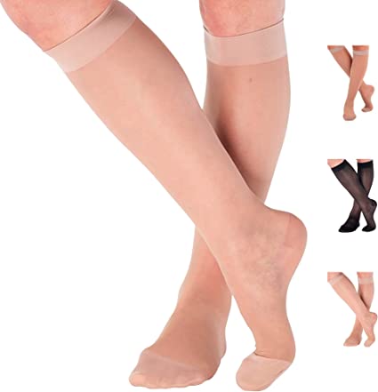 Womens Sheer Compression Socks 20-30mmHg - Knee Hi Support Stockings