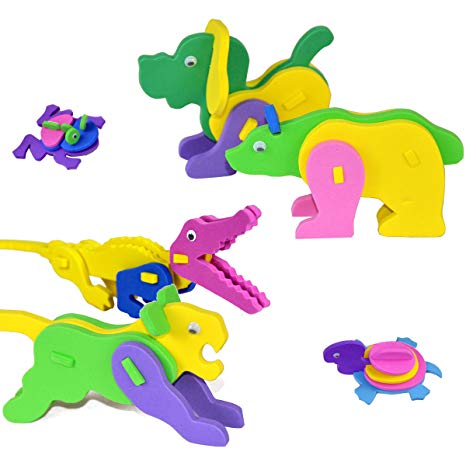 3D Puzzle Foam Craft Kits Animals Party Favor for Kids Birthday 24 Pack (Animal)