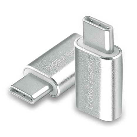 Travel Inspira USB Type C to Micro USB Adapter Adaptor Convert Connector for HTC 10, LG G5, Nexus 5X, Nexus 6P, OnePlus 2 with 56k Resistor – 2 Pack …