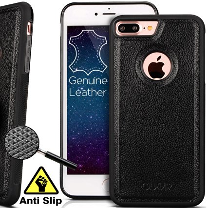 iPhone 7 Plus Case, Genuine Leather with The Best Grip   MagnaMount(TM) by Cuvr. Cases for 2016 Apple iPhone 7 Plus (Jet Black))