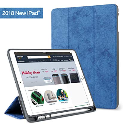 iPad Air Case 9.7 with Pencil Holder,Lightweight Stand Folio Smart Cover with Soft TPU Back Case for iPad Pro 9.7 and 2018 iPad 9.7 Inch, Blue