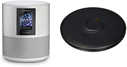 Bose Home Speaker 500: Smart Bluetooth Speaker with Alexa Voice Control Built-in, Silver & SoundLink Revolve Charging Cradle Black