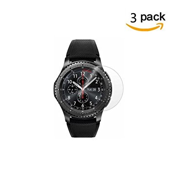 MOUKOU Samsung Gear S3 Frontier & Classic Screen Protector, Full-Coverage Clear Tempered Glass Screen Protector for Samsung Gear S3 with [9H Hardness]Anti-Scratch, Anti-Fingerprint, Bubble Free[3 pack]
