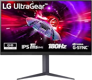 LG 32GS75Q UltraGear Gaming Monitor 32" QHD IPS HDR 400, 2560x1440, 1ms, G-Sync Compatible, AMD FreeSync Premium 180Hz, HDMI 2.0 (HDCP 2.2), Display Port 1.4, AUX, Flicker Safe, Nero