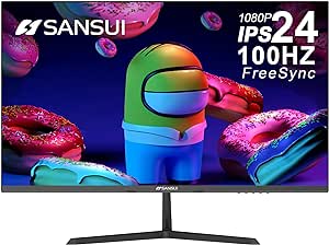 SANSUI Monitor 24 inch 100Hz IPS 1080P Computer Monitor HDMI VGA HDR Tilt Adjustable/VESA Compatible, for Game and Office (ES-24X3AL HDMI Cable Included) (Renewed)