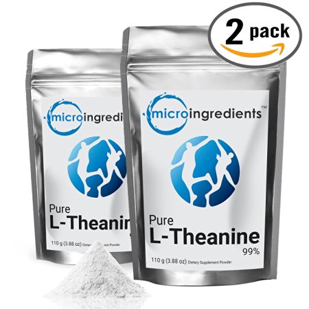 Micro Ingredients Pure L-Theanine 99% Powder - Promote Relaxation & Nervous System Health -2 Packs (220 grams / 7.76 oz)