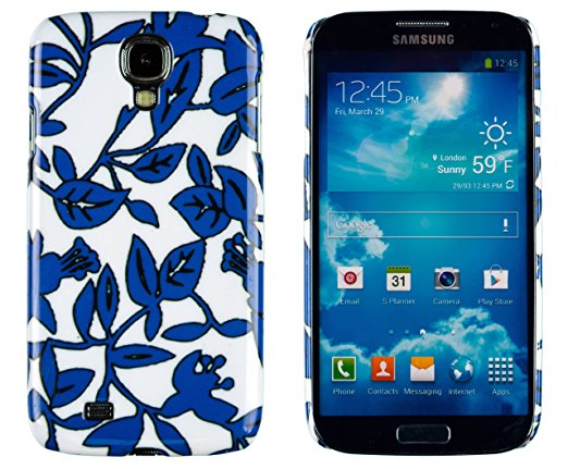 Blue & White Vivid Floral Hard Case for Samsung Galaxy S4 i9500   DandyCase Keychain Screen Cleaner [Retail Packaging by DandyCase]