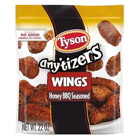 Tyson Any'tizers Honey BBQ Bone In Chicken Wings, 22 oz (Frozen)
