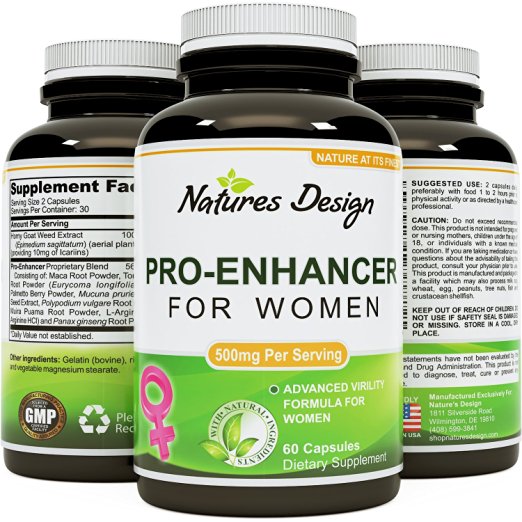 Natural Female Libido Enhancer With Horny Goat Weed   Maca Root Powder   Tongkat Ali   Saw Palmetto   Muira Puama   L Arginine   Panax Ginseng - Pure Supplement For Women By Natures Design