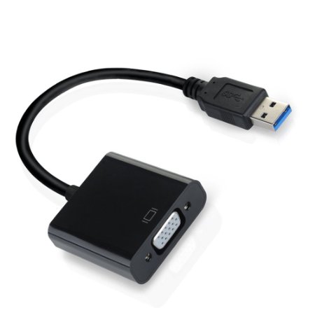 Fastsnail USB 3.0 to VGA Multi Monitor External Video Card Adapter for Windows 7 8 Multiple Monitors Black