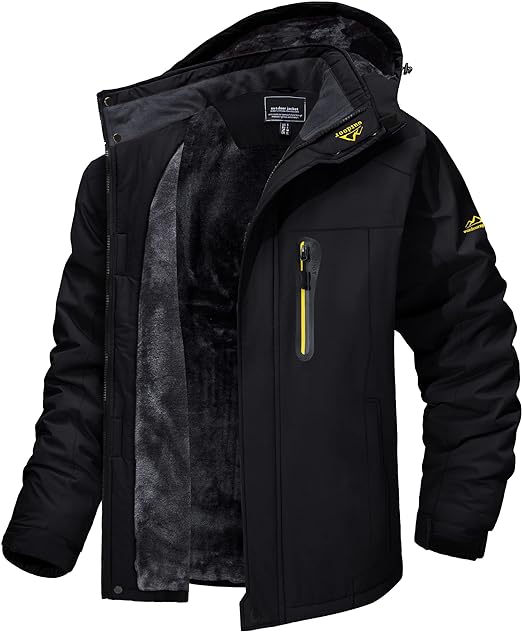 TACVASEN Men's Winter Ski Jacket Waterproof Snow Coats Snowboard Fleece Lining Jacket Warm Parka with Hooded