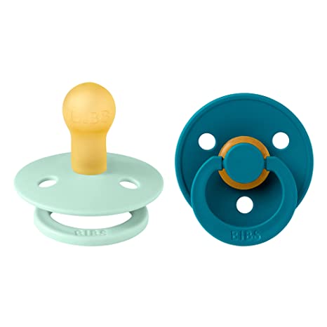 BIBS Pacifiers | BPA-Free Natural Rubber Baby Pacifier | Made in Denmark | Nordic Mint / Forest Lake 2-Pack (0-6 Months)
