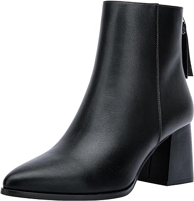 Jeossy Women's 9635 Chunky Heeled Ankle Boots | Pointed Toe Stacked Block Heel Booties