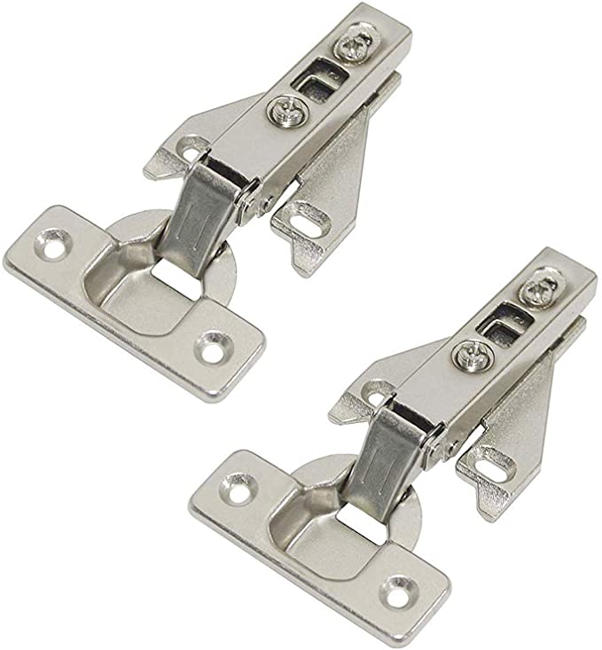 105 Degree Opening Angle Cabinet Hinges Nickel Plating Full Overlay Clip On Face Frame Mounting Concealed Hinges, 1 Pair